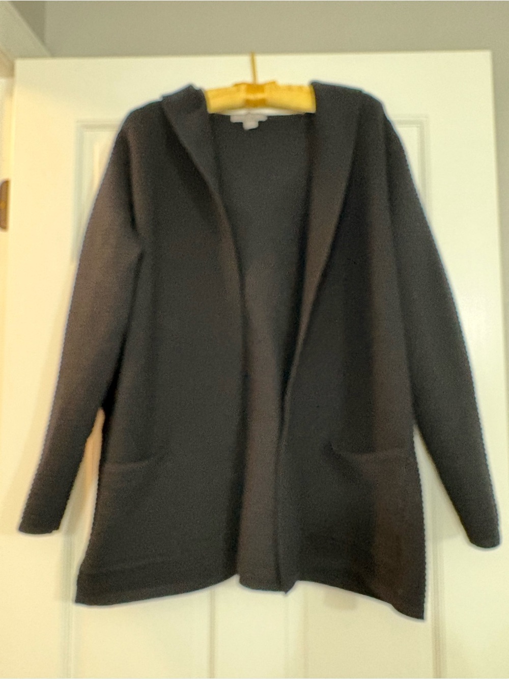 Black Open-Front Hooded Women’s Cardigan Sweater - Black